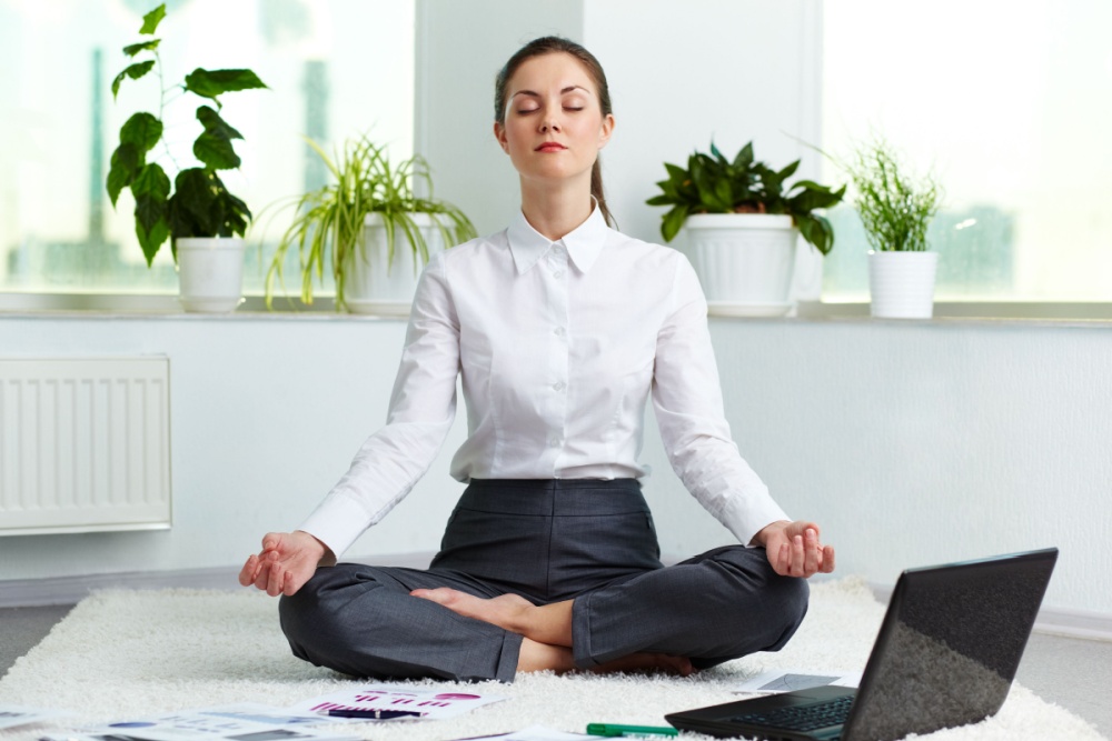 Businesswoman meditating